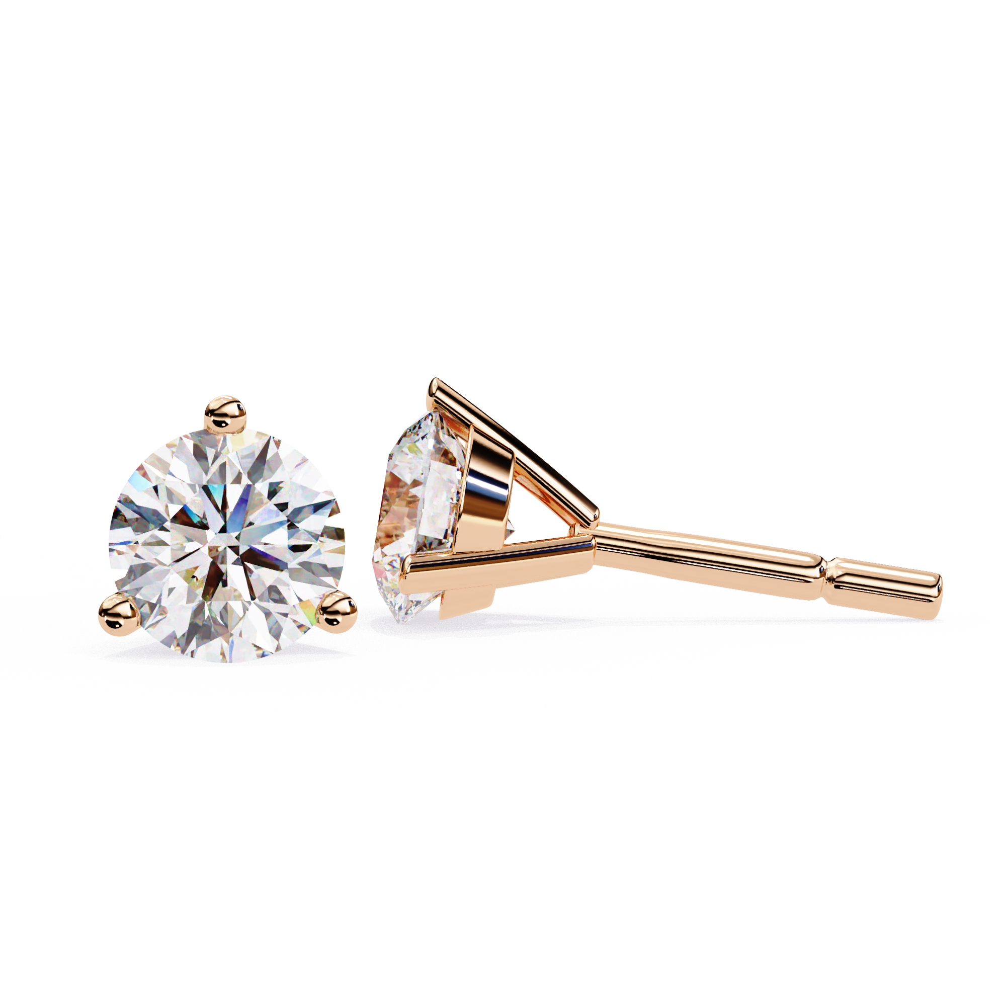 Round Brilliant Lab Diamond Stud Earrings