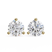 Round Brilliant Lab Diamond Stud Earrings 18K Yellow Gold