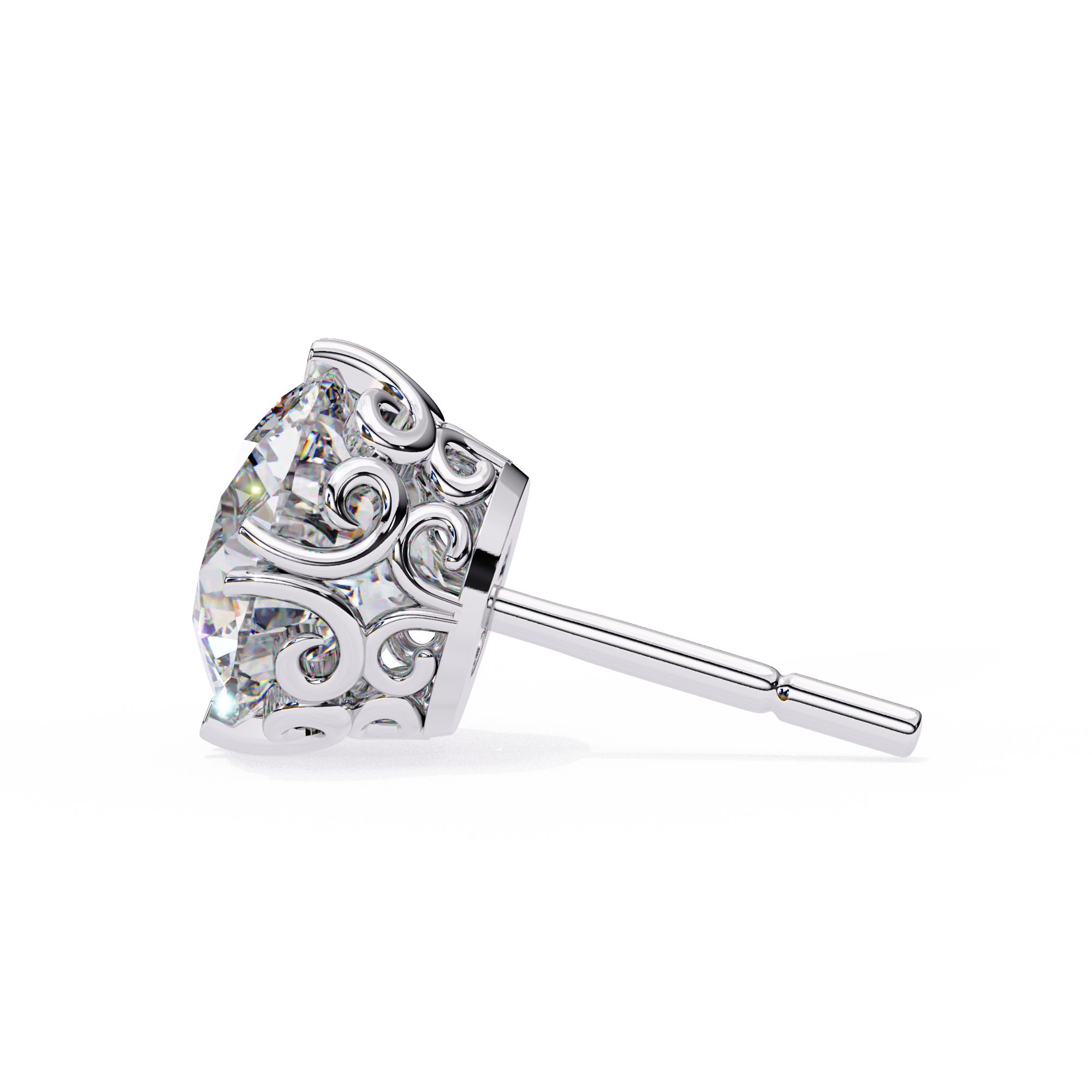 Filigree Lab Grown Diamond Stud Earrings