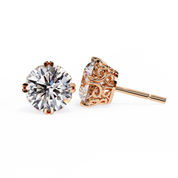 Filigree Lab Grown Diamond Stud Earrings 18K Rose Gold
