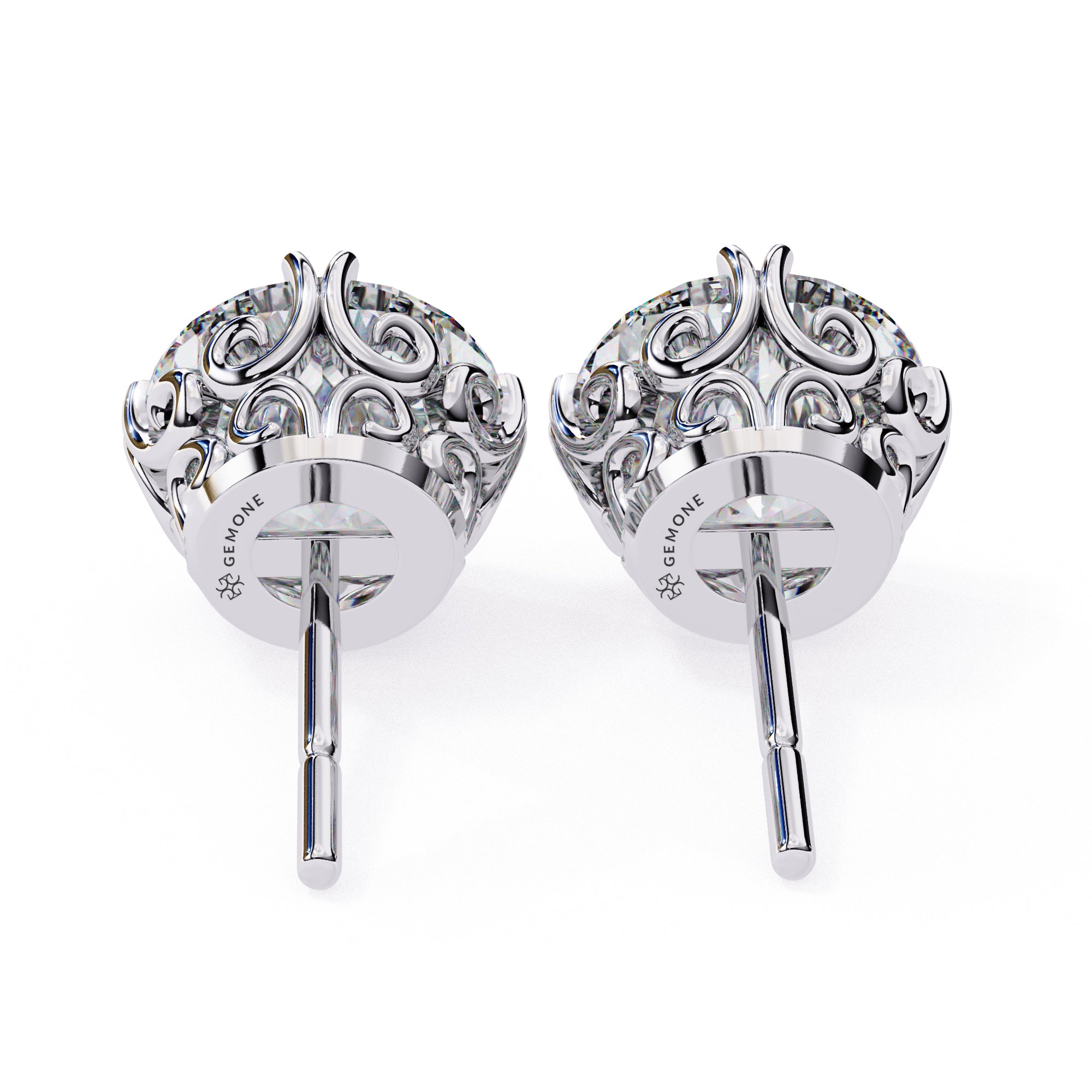 Filigree Lab Grown Diamond Stud Earrings