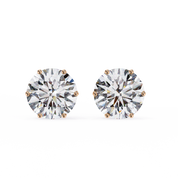 2.60 Carat Round Lab Grown Diamond Stud Earrings 18K Rose Gold