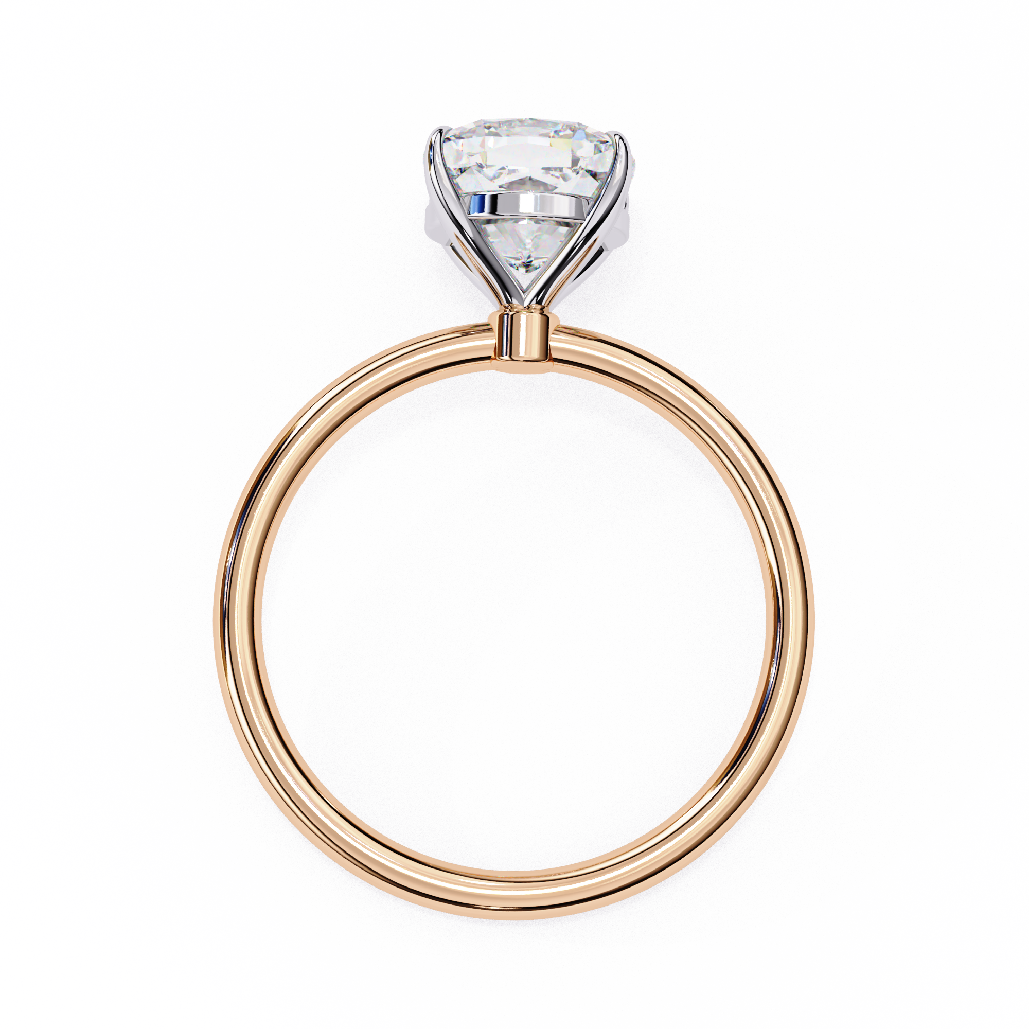 Cushion Cut Two Tone Solitaire Lab Diamond Engagement Ring