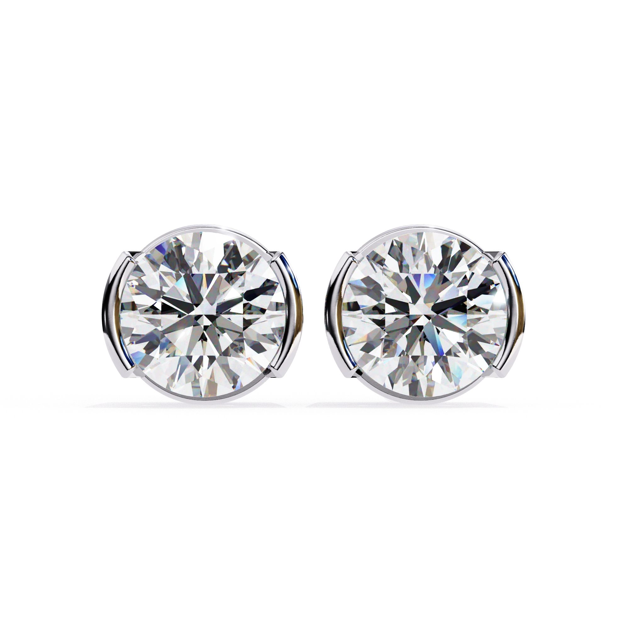 2.50 Carat Round Bezel Set Diamond Stud Earrings Lab Diamond