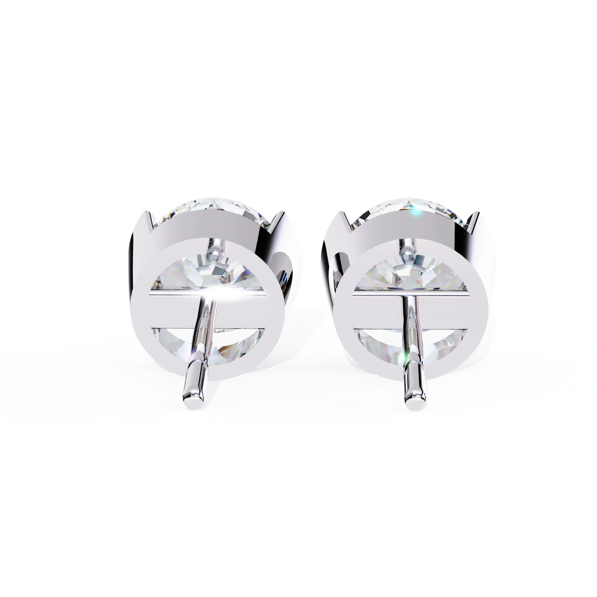 2.50 Carat Round Bezel Set Diamond Stud Earrings