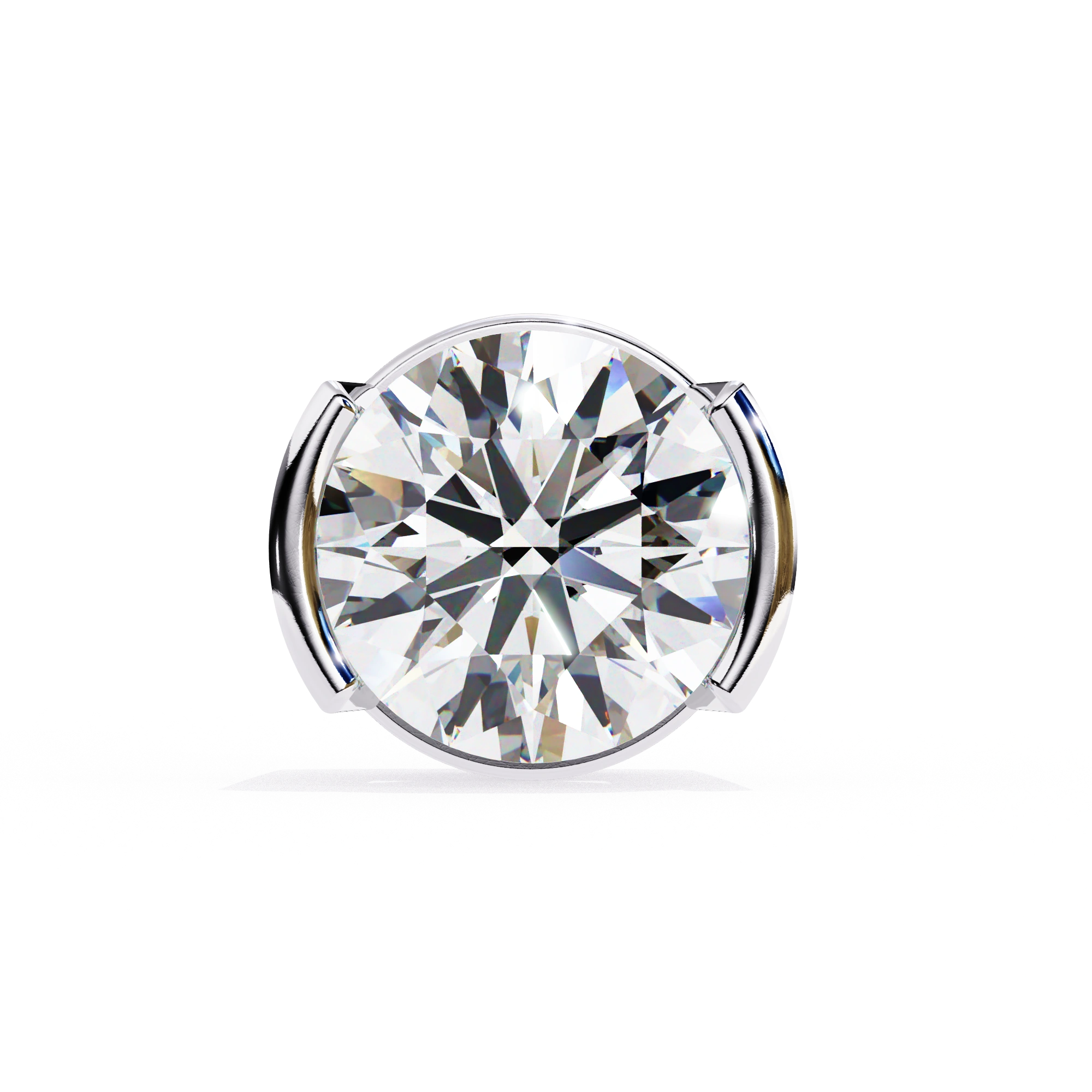 2.50 Carat Round Bezel Set Diamond Stud Earrings