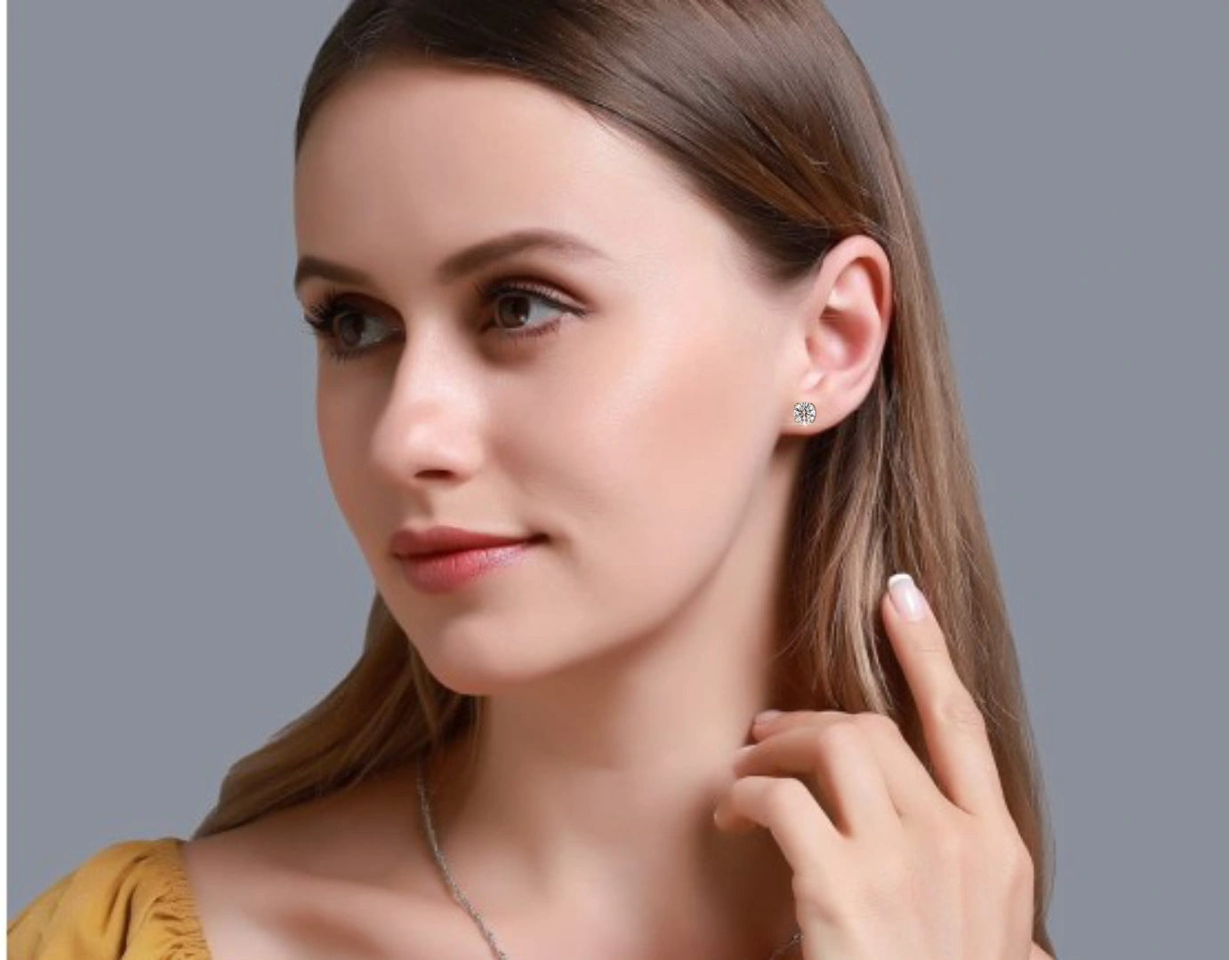 2.50 Carat Round Diamond Stud Earrings with Double Prong Settings