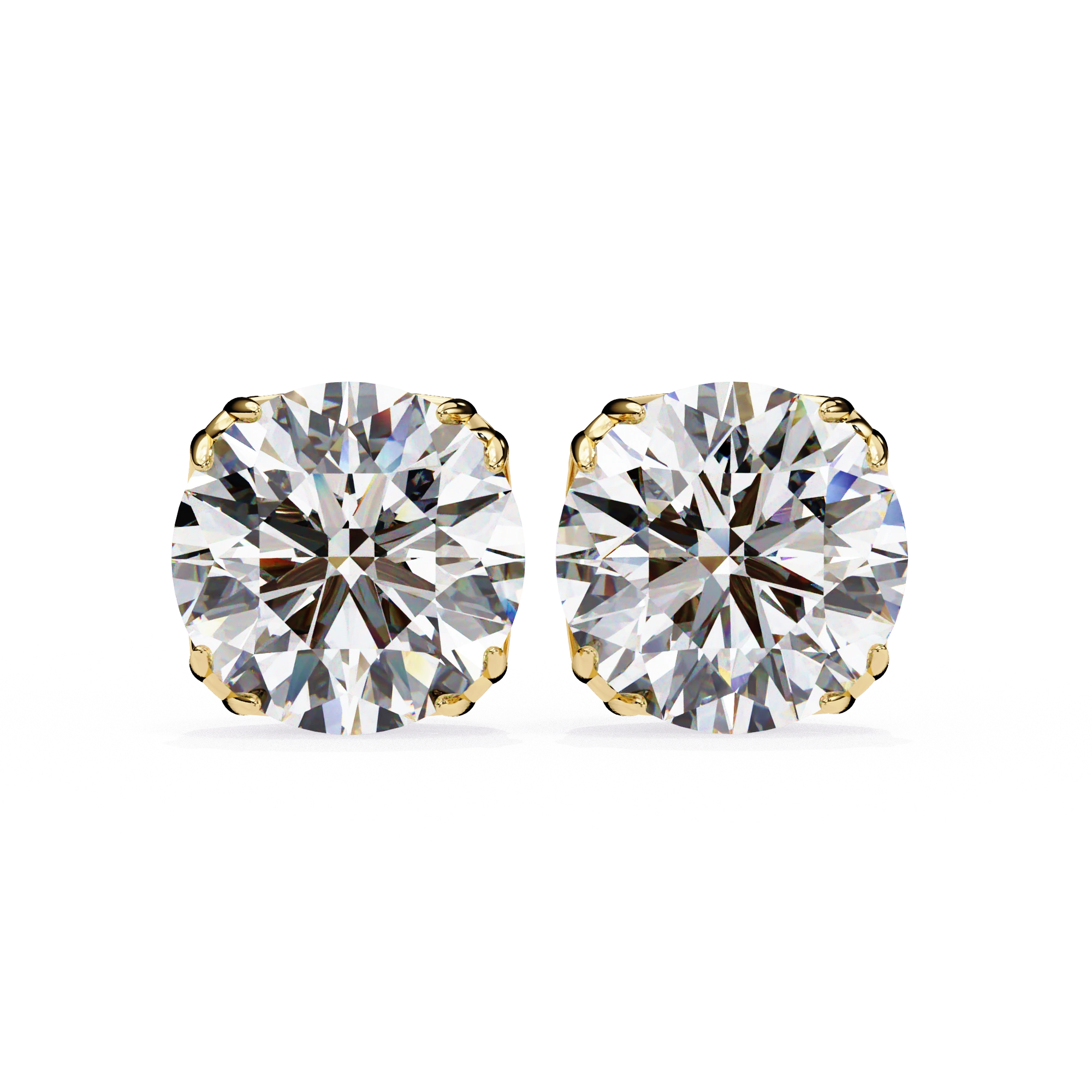2.50 Carat Round Diamond Stud Earrings with Double Prong Settings Lab Diamond