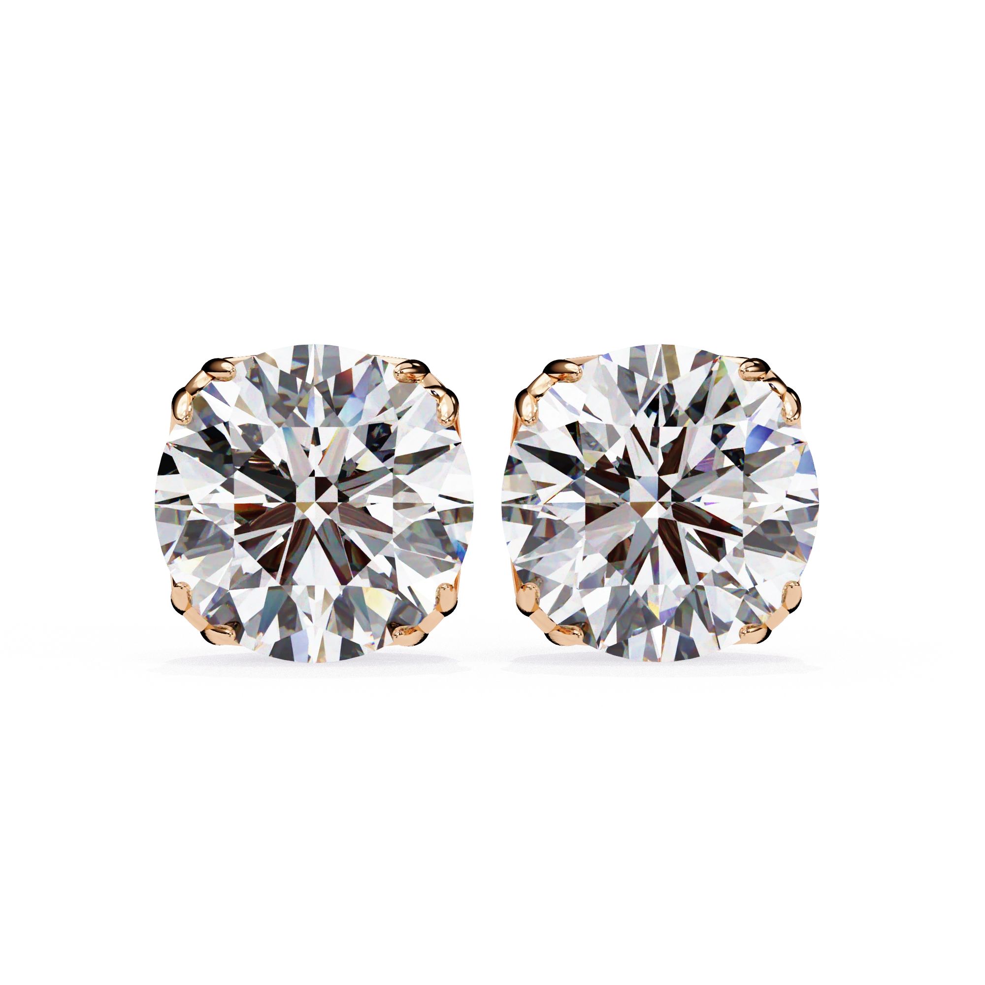 2.50 Carat Round Diamond Stud Earrings with Double Prong Settings Lab Diamond