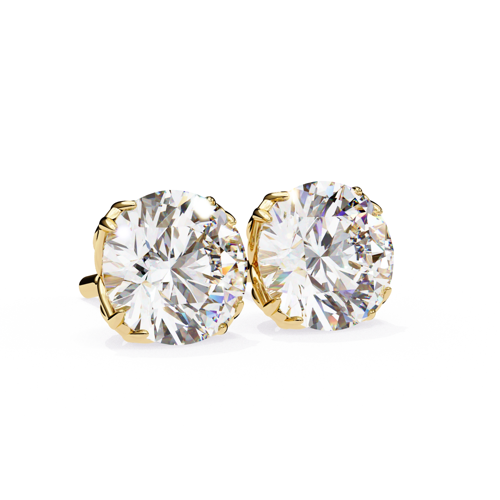 2.50 Carat Round Diamond Stud Earrings with Double Prong Settings