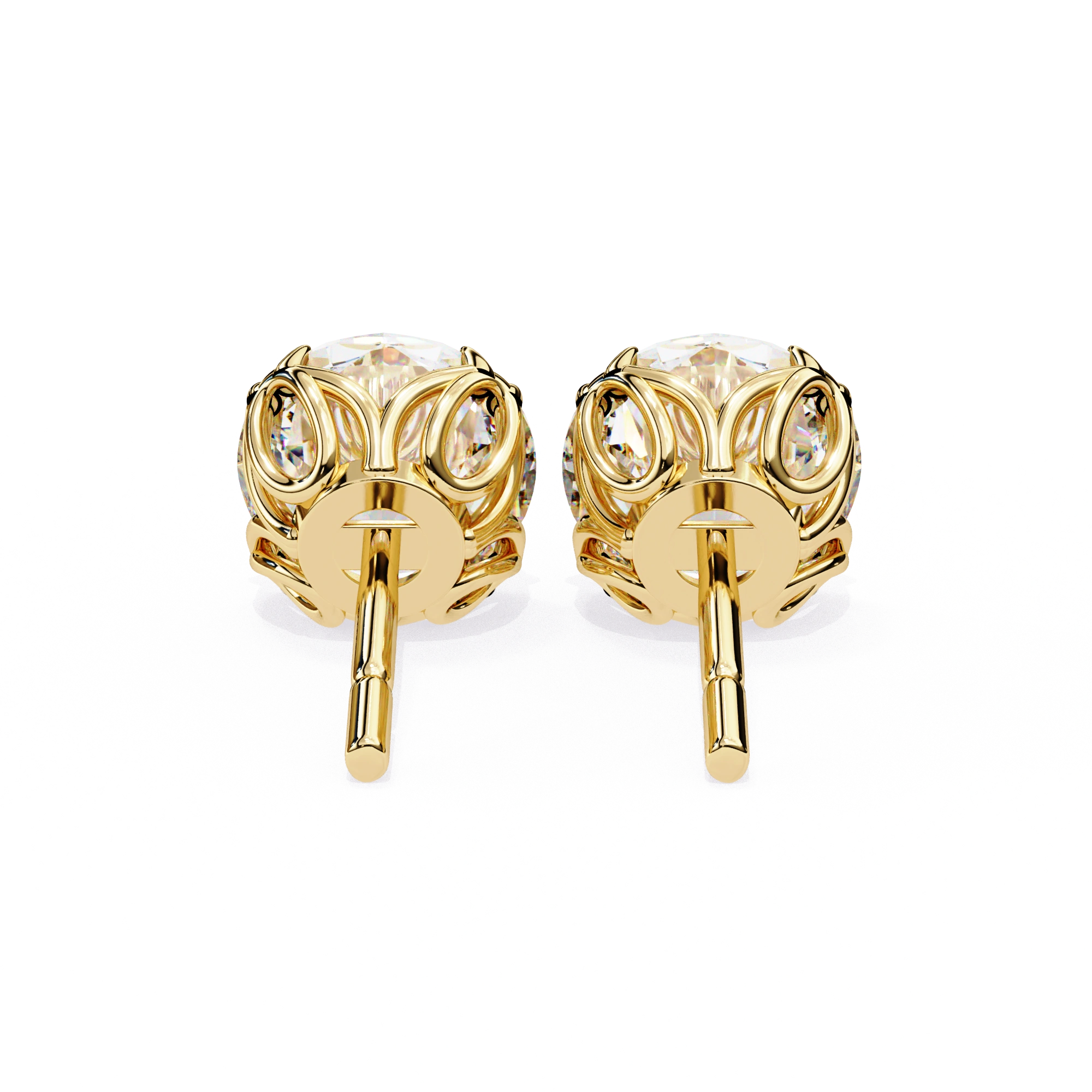 2.50 Carat Round Diamond Stud Earrings with Double Prong Settings