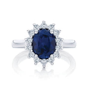 2.70 Carat Oval Sapphire Gemstone Prong Setting Floral Ring