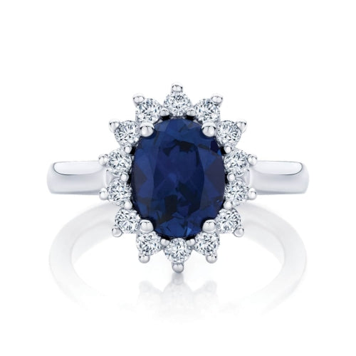 2.70 Carat Oval Sapphire Gemstone Prong Setting Floral Ring