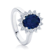 2.70 Carat Oval Sapphire Gemstone Prong Setting Floral Ring