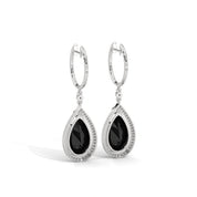 23.90 Tcw Pear Shape Drop Dangle Black Diamond Earrings