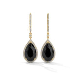 23.90 Tcw Pear Shape Drop Dangle Black Diamond Earrings