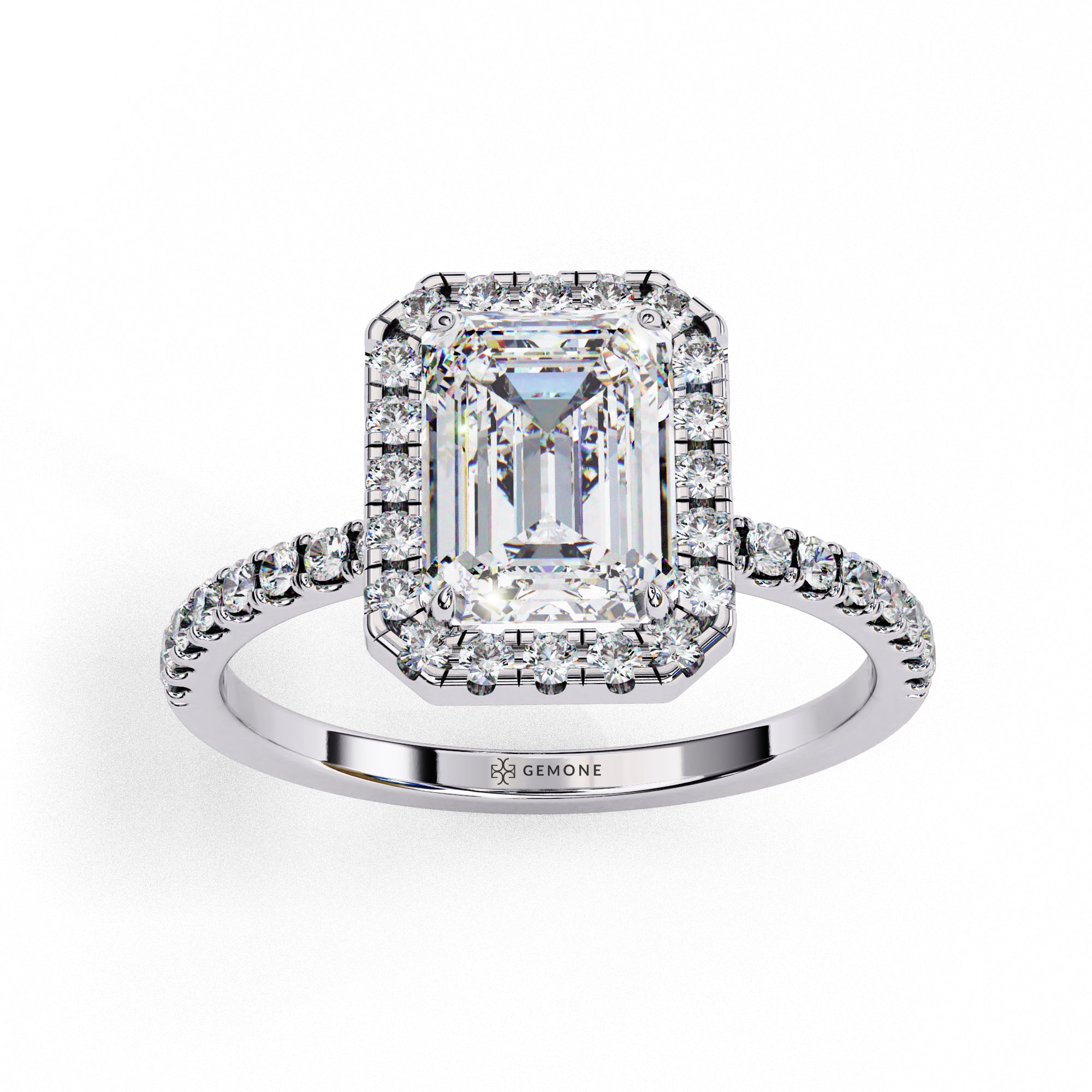 2.17 Carat Halo Emerald Lab Diamond Engagement Ring 950 Platinum Lab Diamond Engagement Rings