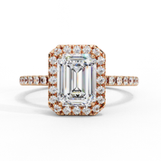 2.17 Carat Halo Emerald Lab Diamond Engagement Ring 18K Rose Gold Lab Diamond Engagement Rings