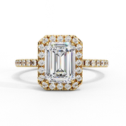 2.17 Carat Halo Emerald Lab Diamond Engagement Ring 18K Yellow Gold Lab Diamond Engagement Rings