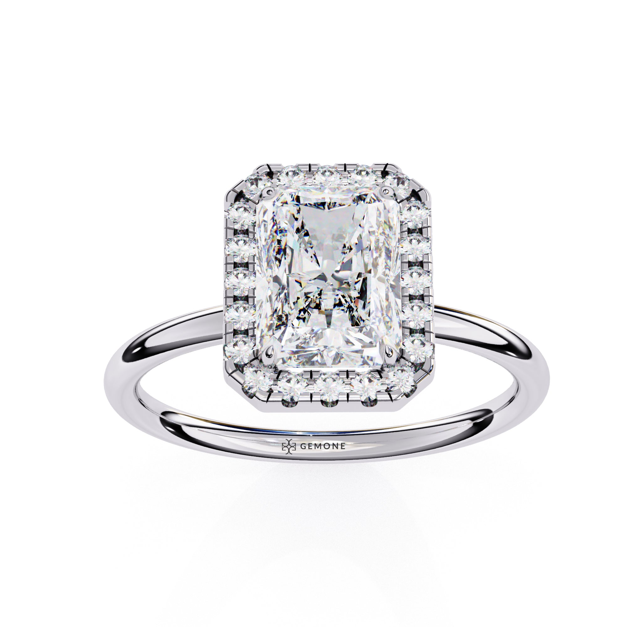 2.18 Ct Wt Radiant Cut Halo Lab Grown Diamond Ring 950 Platinum Lab Diamond Engagement Rings