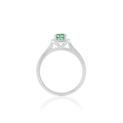2 Carat Round Cut Peridot Gemstone Prong Setting Halo Engagement Ring