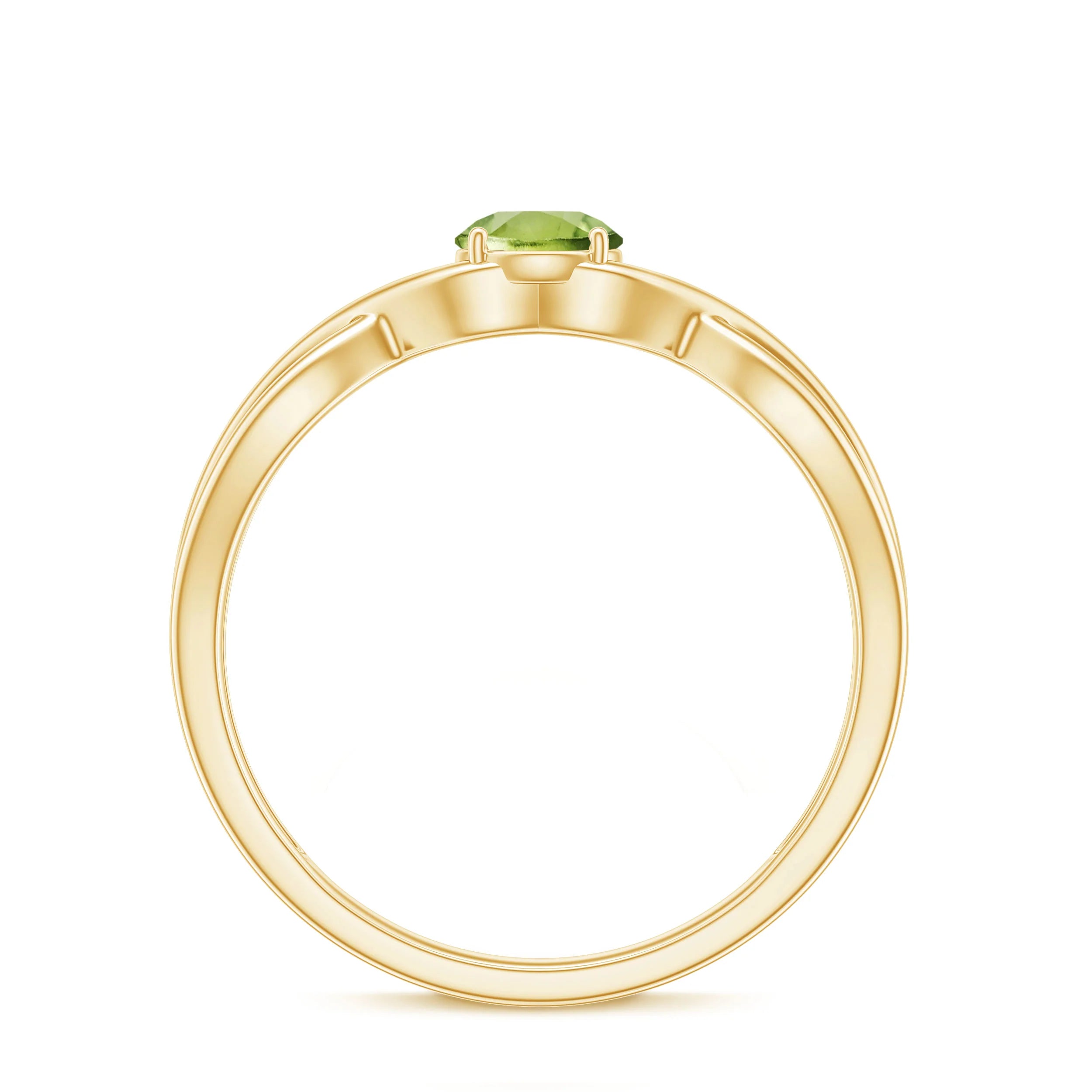 2 Carat Round Peridot Prong Set Gemstone Engagement Ring