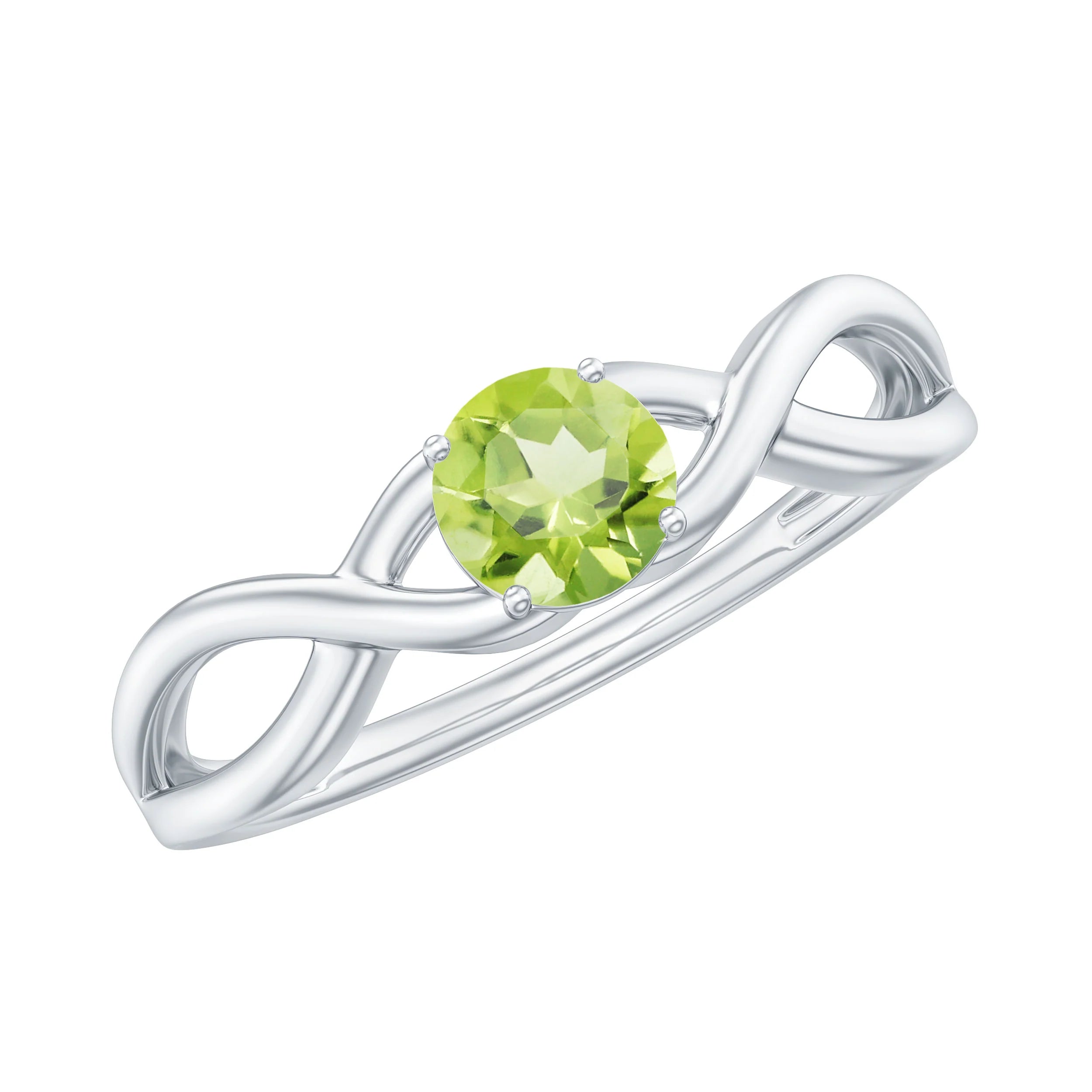 2 Carat Round Peridot Prong Set Gemstone Engagement Ring