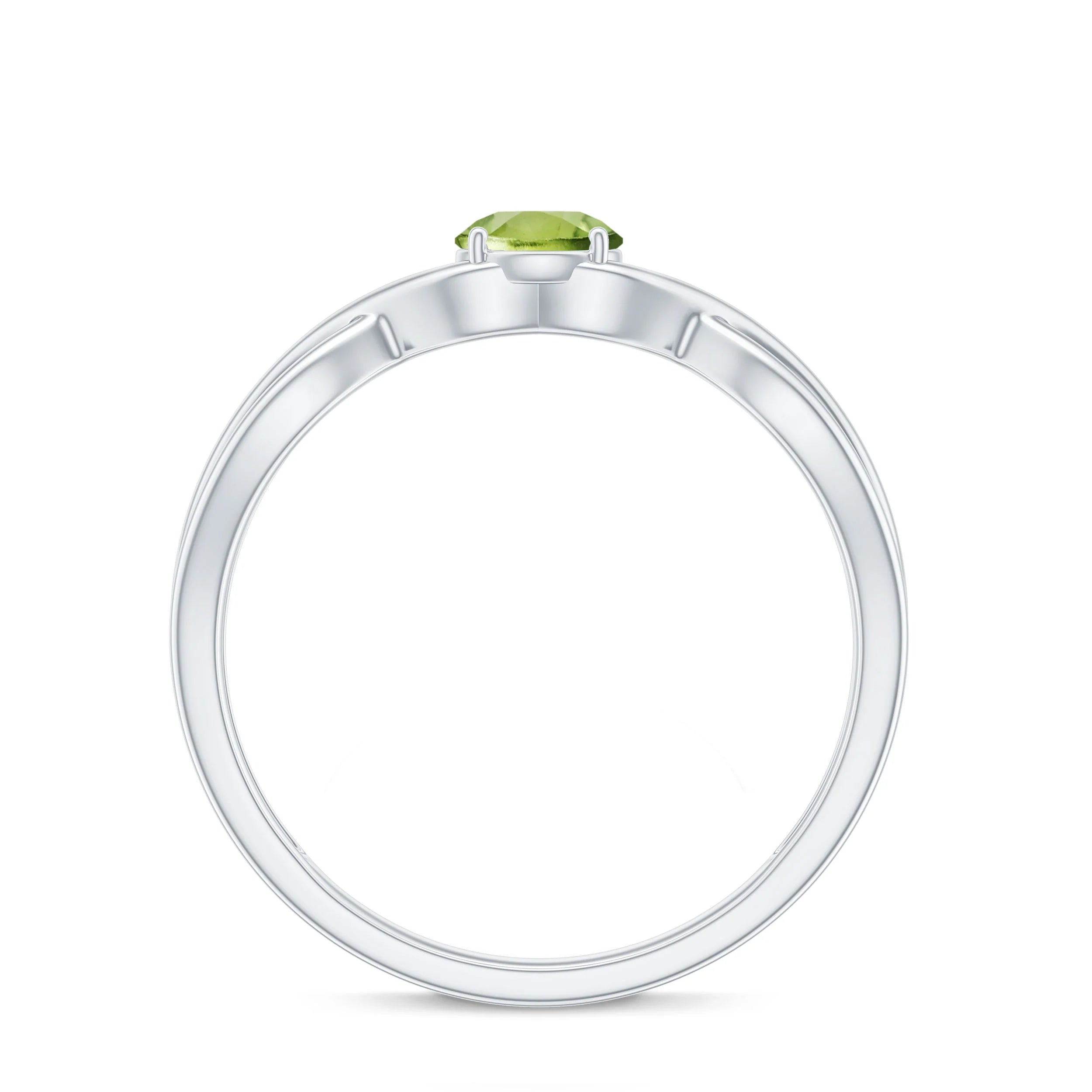2 Carat Round Peridot Prong Set Gemstone Engagement Ring