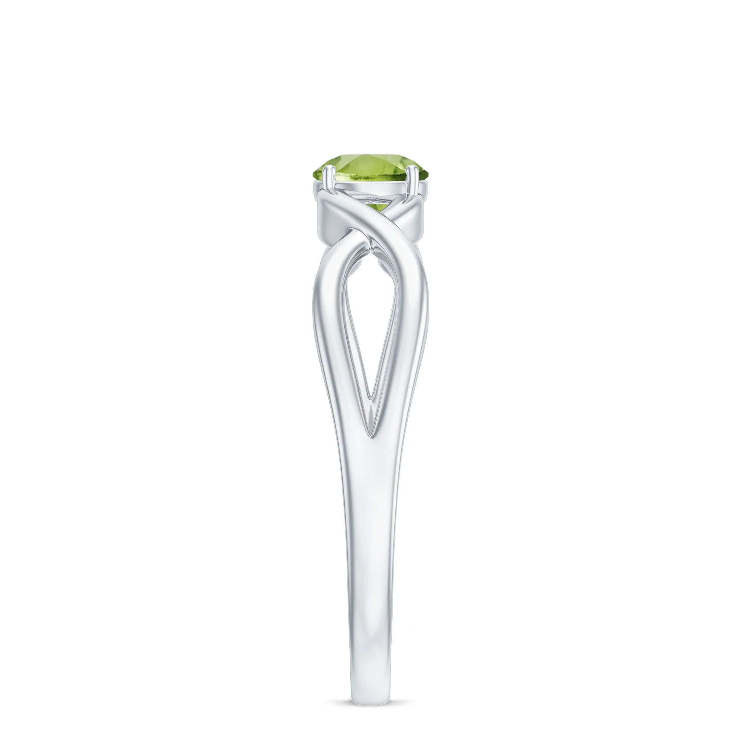 2 Carat Round Peridot Prong Set Gemstone Engagement Ring