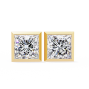 2 Carat Square Diamond Earrings Studs With Flat Back Setting Lab Diamond