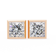2 Carat Square Diamond Earrings Studs With Flat Back Setting Lab Diamond