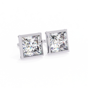 2 Carat Square Diamond Earrings Studs With Flat Back Setting