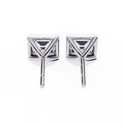 2 Carat Square Diamond Earrings Studs With Flat Back Setting