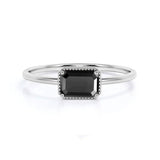 2 Carat Emerald Cut Black Diamond Solitaire Diamond Engagement Ring