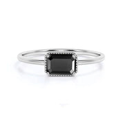 2 Carat Emerald Cut Black Diamond Solitaire Diamond Engagement Ring Black Diamond Engagement Ring