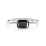 2 Carat Emerald Cut Black Diamond Solitaire Diamond Engagement Ring