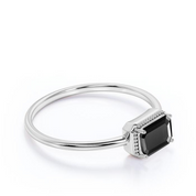 2 Carat Emerald Cut Black Diamond Solitaire Diamond Engagement Ring Black Diamond Engagement Ring