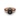 Front view of vintage rose gold ring with round black diamond, prong setting, and black halo accents on ornate band.