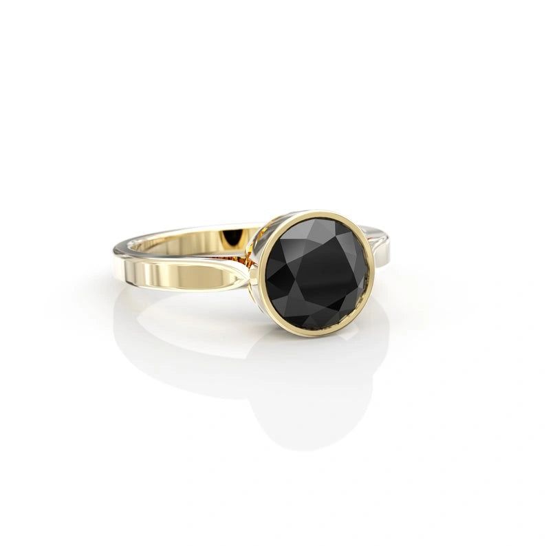 2 Ct Round Cut Black Diamond Solitaire Engagement Ring Black Diamond Engagement Ring