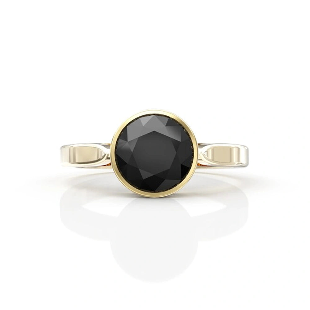 2 Ct Round Cut Black Diamond Solitaire Engagement Ring Black Diamond Engagement Ring