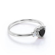 1.67 Ct Heart Shape Black Diamond Three Stone Engagement Ring Promise Engagement Rings