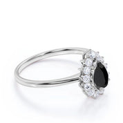 2 Ct Pear Cut Black Diamond Round Halo Diamond Engagement Ring Black Diamond Engagement Ring