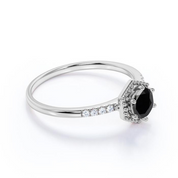 2 Ct Wt 6 Prong Black Diamond Ring With Site Accent Black Diamond Engagement Ring