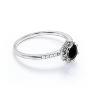 2 Ct Wt 6 Prong Black Diamond Ring With Site Accent Black Diamond Engagement Ring