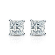 2 Carat Princess Cut 4 Prong Diamond Stud Earrings Lab Diamond