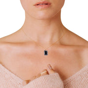 2 Carat Emerald Cut Diamond Solitaire Black Diamond Pendant necklace