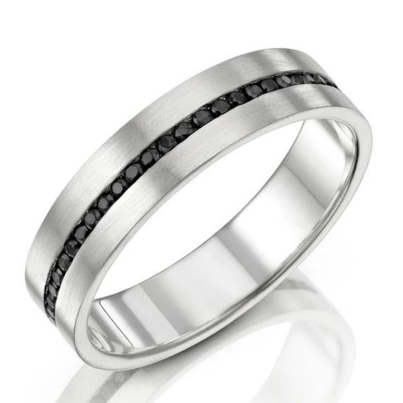 0.31 Round Cut Carat Channel Setting Black Diamond Ring Men's Black Diamond Engagement Ring
