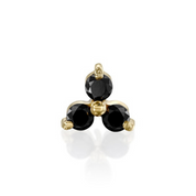 0.60 Ct Black Diamond 3 Stone Stud Earrings for Women 18K Yellow Gold