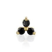 0.60 Ct Black Diamond 3 Stone Stud Earrings for Women