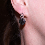 1 Ct Round Cut Black Diamond Drop Earrings